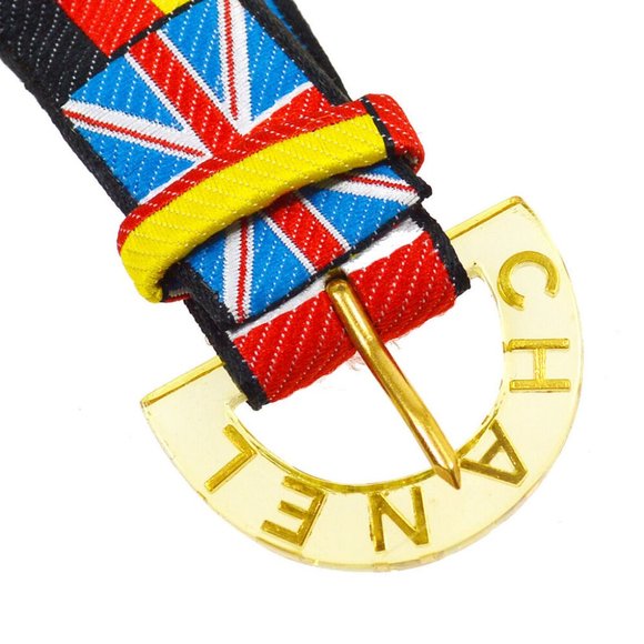 CHANEL CC Logos National Flag Buckle Belt Canvas 70/28 95C Multi Color 30901- - Picture 4 of 7